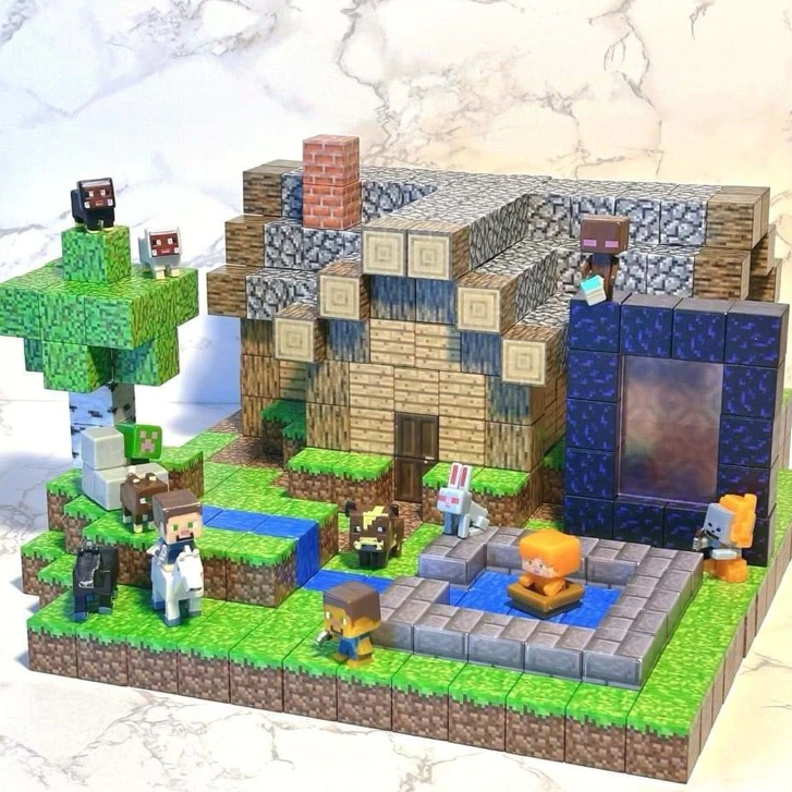 [Kho sỉ] [Tặng Nhân Vật]Đồ Chơi Mô Hình Lắp Ráp Các Khối Nam Châm Block Min3craft Nam Châm Đồ Chơi Xây Dựng Happykids