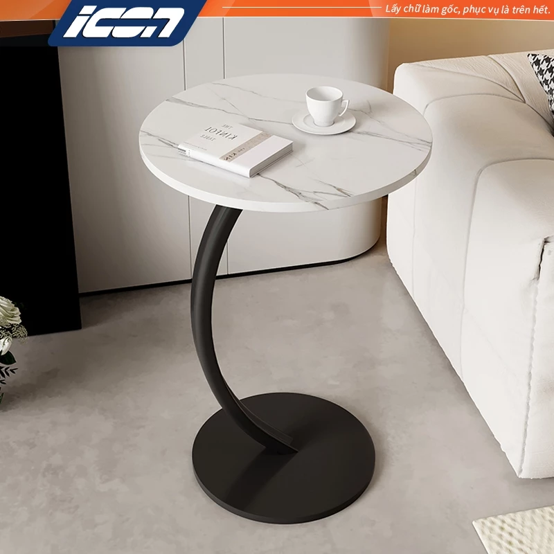 Bàn trà tròn đa năng ICON chân sắt - Gỗ MDF chống ẩm - Decor phòng khách, ban công, đầu giường