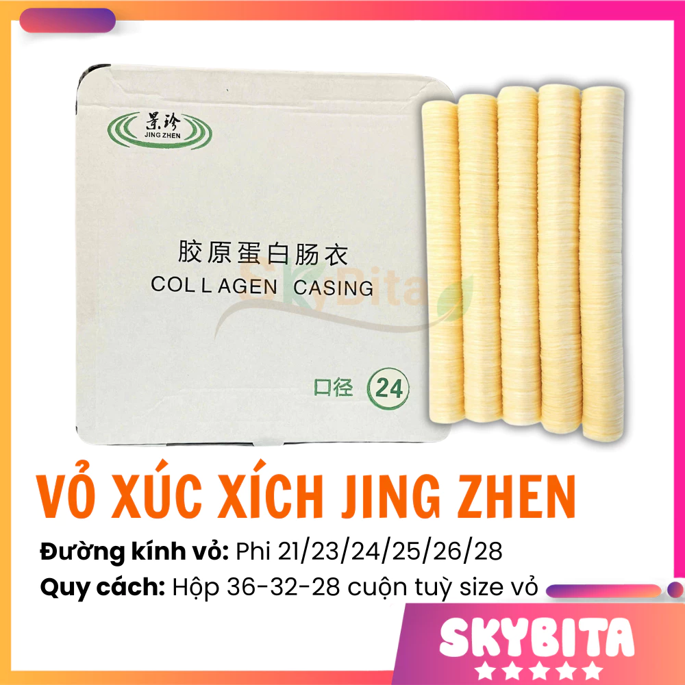 [Collagen casing Jing Zhen] Hộp vỏ xúc xích collagen nội địa Trung, vỏ collagen với dộ dai và chịu nhiệt tốt