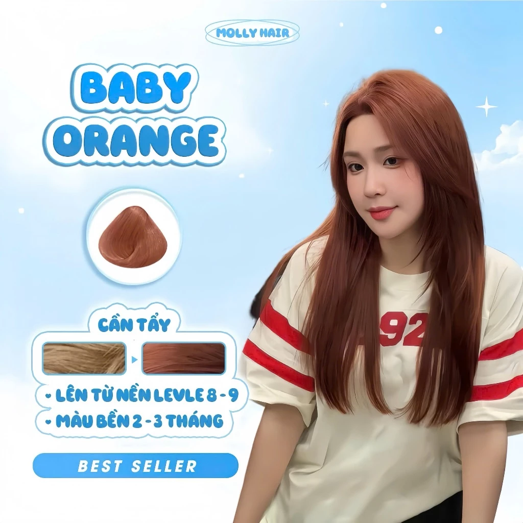 Thuốc Nhuộm Tóc Màu BABY ORAGEN,CẦN TẨY - MOLLY HAIR