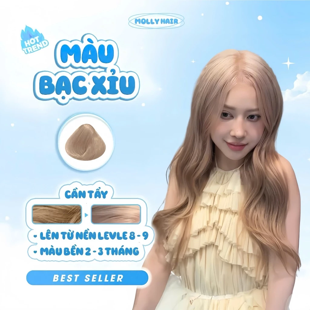 Thuốc Nhuộm Tóc Màu BẠC XỈU, CẦN TẨY - MOLLY HAIR
