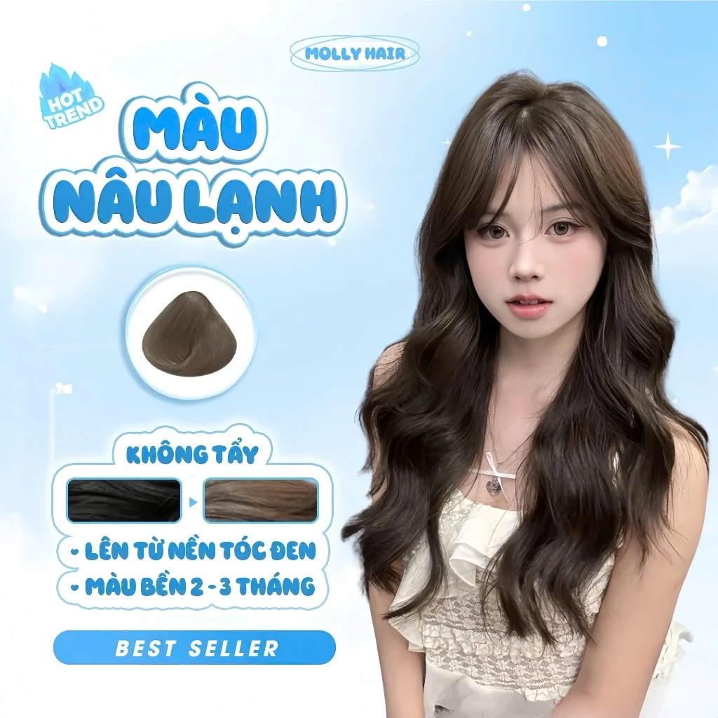Thuốc Nhuộm Tóc Màu NÂU LẠNH, KHÔNG TẨY - MOLLY HAIR