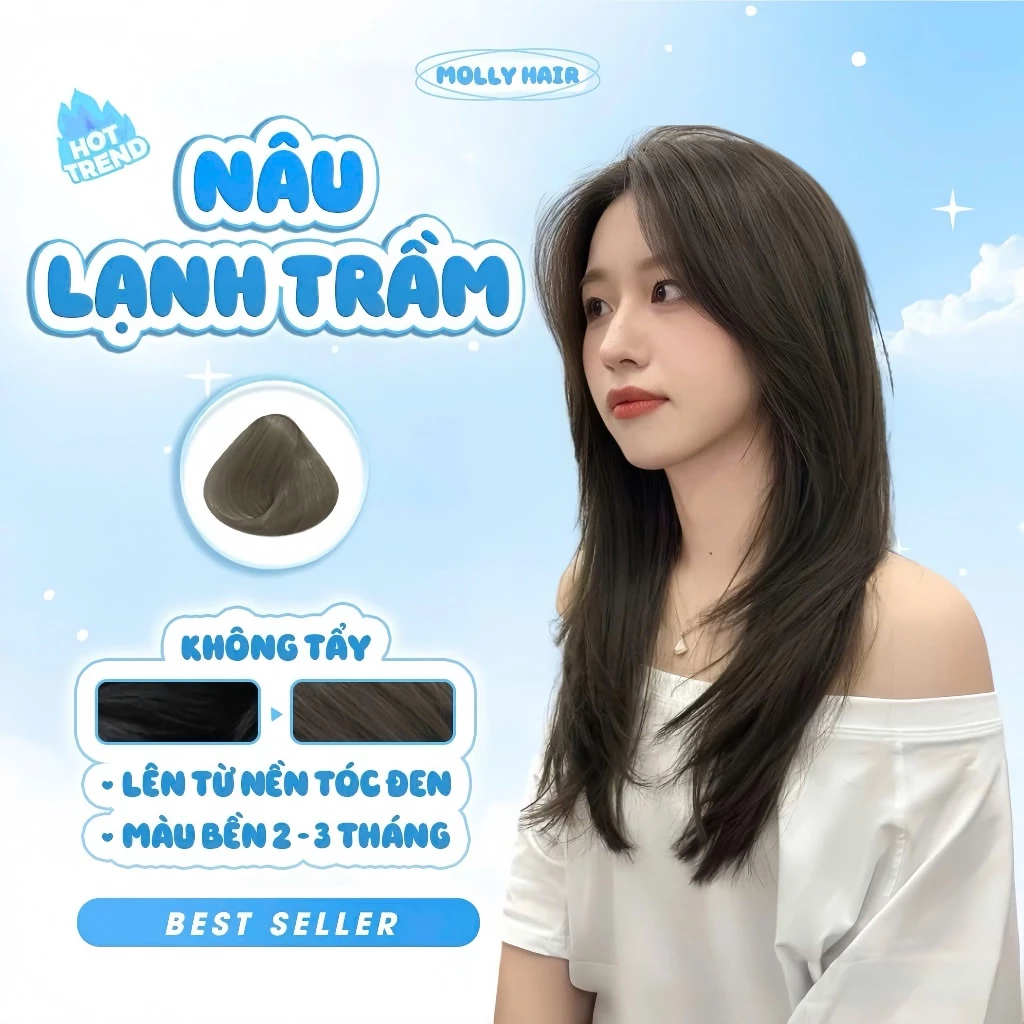 Thuốc Nhuộm Tóc Màu NÂU LẠNH TRẦM, KHÔNG TẨY - MOLLY HAIR