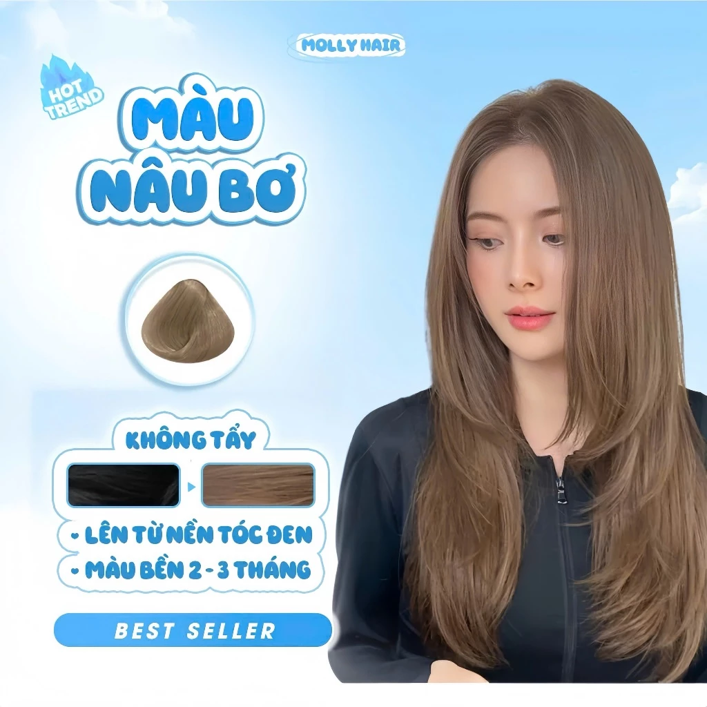Thuốc Nhuộm Tóc Màu NÂU BƠ, KHÔNG TẨY - MOLLY HAIR