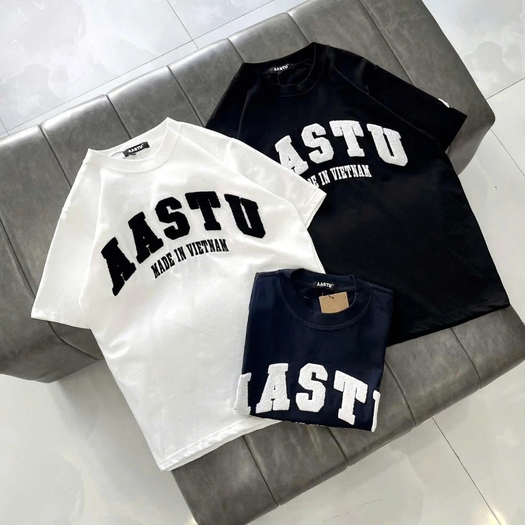 Áo Phông AAstu Thêu Xù Chất Cotton Co Dãn 2 Chiều-Áo Thun AA Nam Nữ Hàng Đẹp Chuẩn Form Phong Cách Hàn Quốc AP02