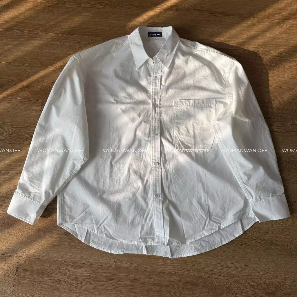 WOMANWAN - Sơ Mi Silec Cotton Dáng Suông Tôn Dáng Phong Cách đường phố trung quốc Nam Nữ
