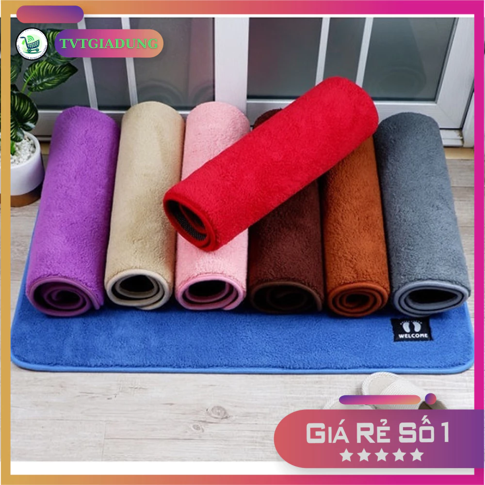 Set 2 Thảm Lau Chân chống trượt phòng khách - nhà bếp cao cấp đế cao su hút nước (mầu ngẫu nhiên) 40x60cm