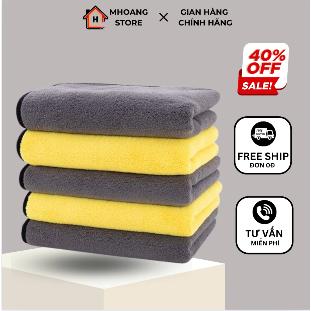 Khăn Lau Xe Ô Tô 3M Sợi Microfiber Mềm Mịn Chuyên Dụng, Khăn Lau Đa Năng Rửa Xe Ô Tô, Xe Máy 2 Mặt Siêu Thấm Hút