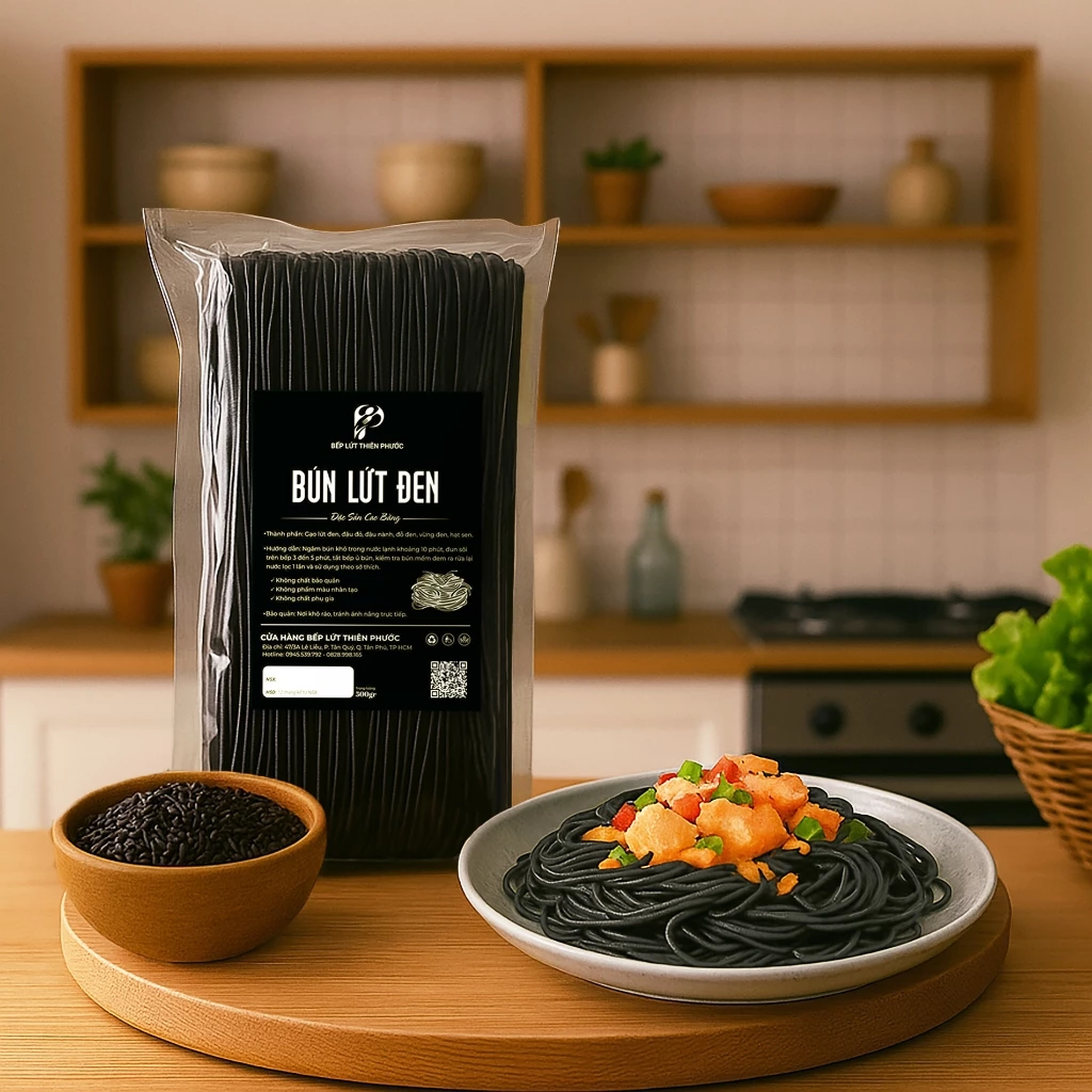 Bún Gạo Lứt Đen Thiên Phước (LOẠI NGON) 500GR - Bún Lức EAT CLEAN Giảm Cân Cho Người Ăn Kiêng