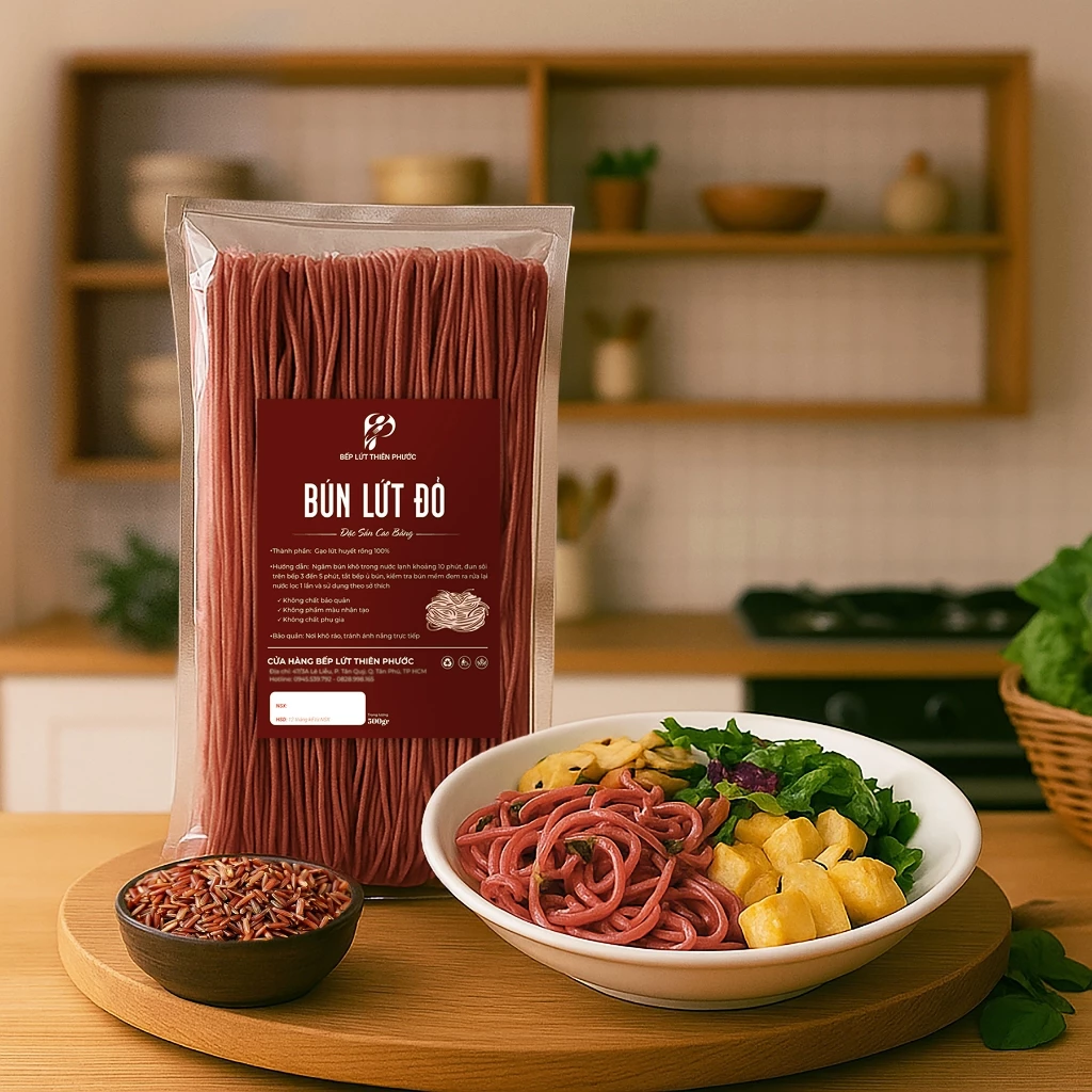 Bún Gạo Lứt Đỏ Thiên Phước (LOẠI NGON) 500GR - Bún Lức EAT CLEAN Giảm Cân Cho Người Ăn Kiêng
