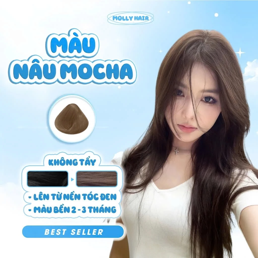 Thuốc Nhuộm Tóc Màu NÂU MOCHA, KHÔNG TẨY - MOLLY HAIR