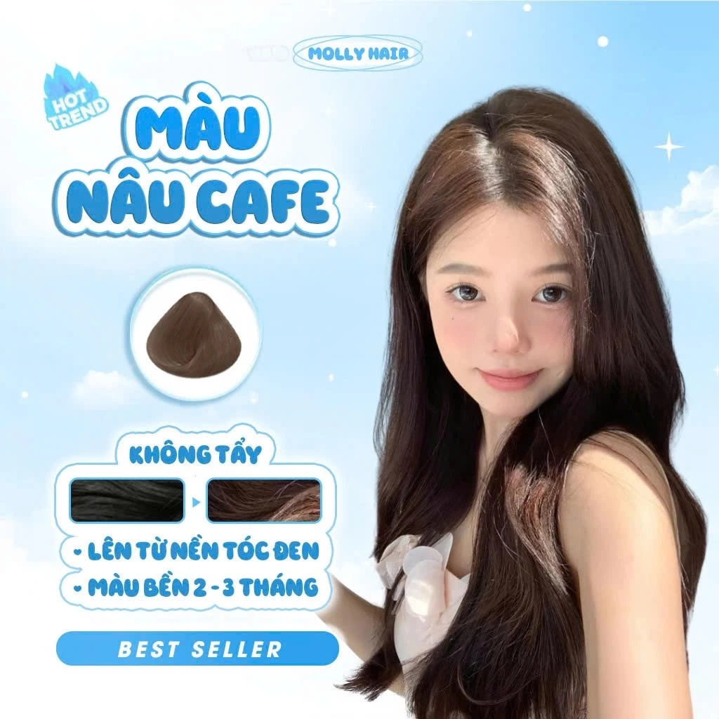 Thuốc Nhuộm Tóc Màu NÂU CÀ PHÊ, KHÔNG TẨY - MOLLY HAIR