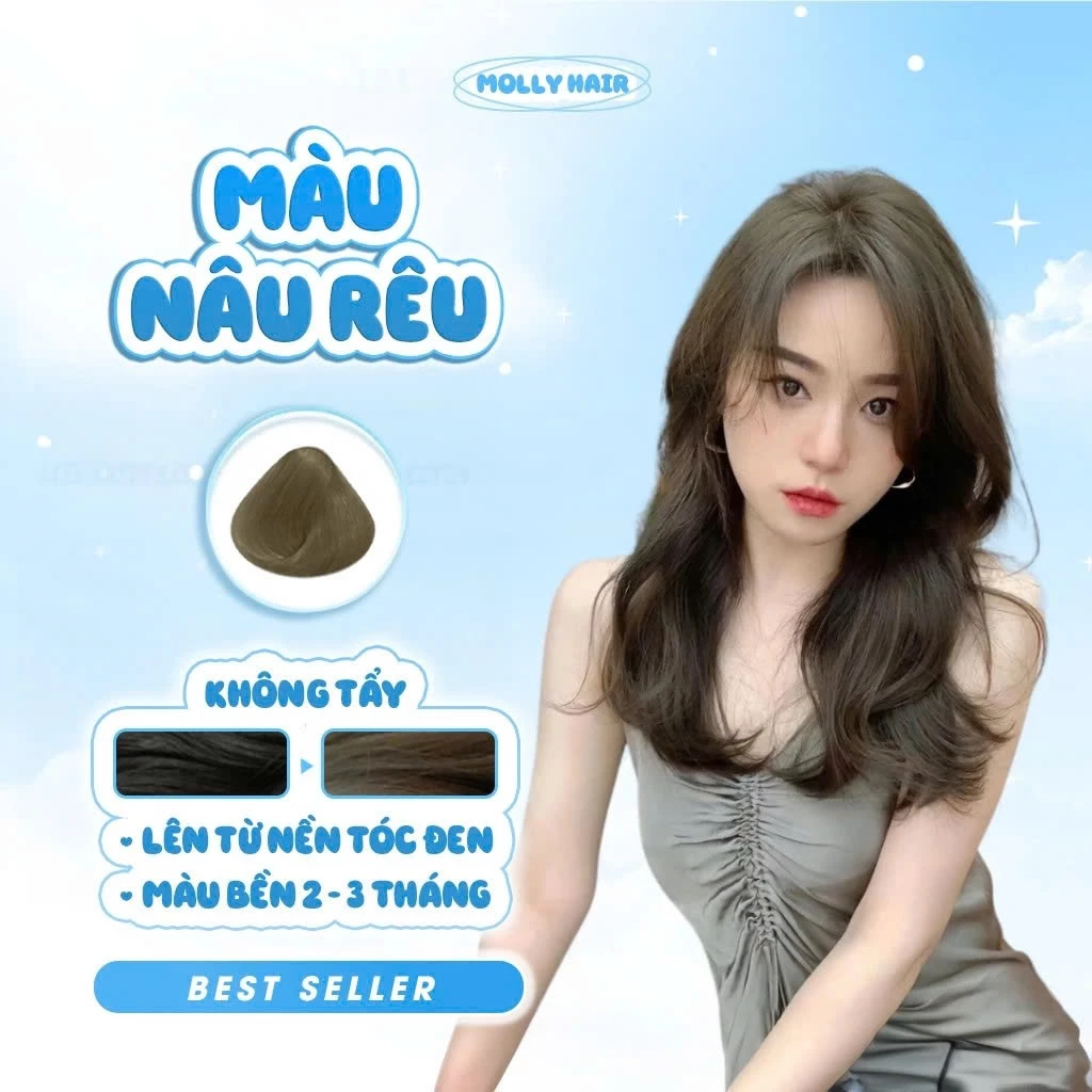 Thuốc Nhuộm Tóc Màu NÂU RÊU, KHÔNG TẨY - MOLLY HAIR