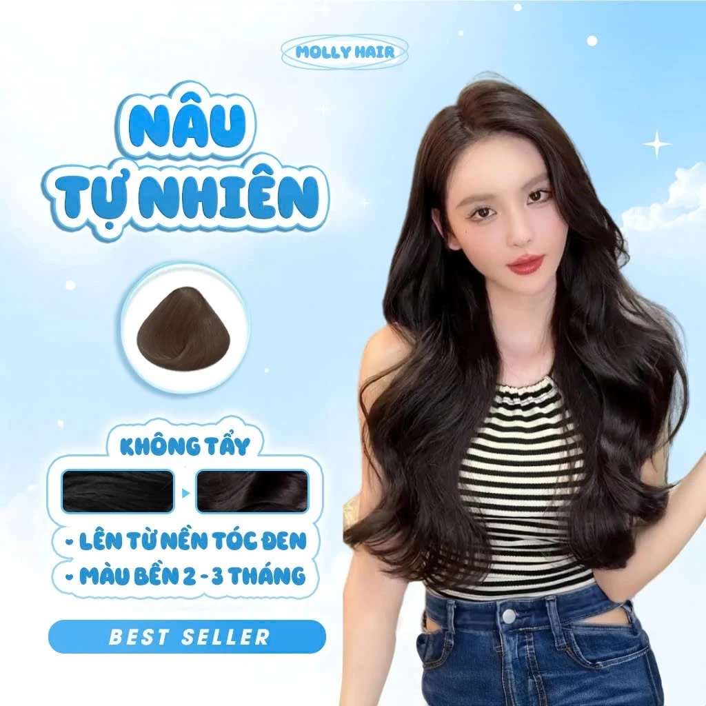 Thuốc Nhuộm Tóc Màu NÂU TỰ NHIÊN, KHÔNG TẨY  - MOLLY HAIR