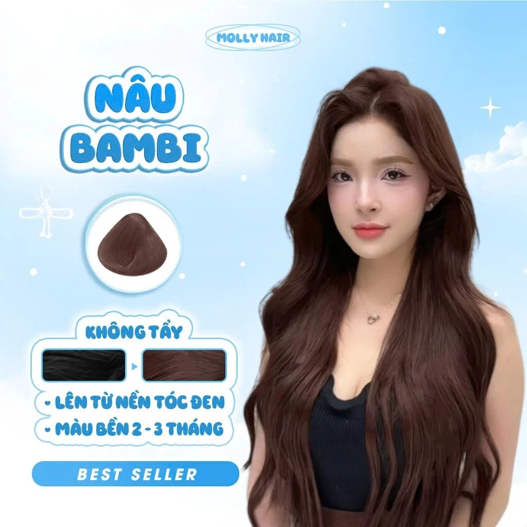 Thuốc Nhuộm Tóc Màu NÂU BAMBI, KHÔNG TẨY - MOLLY HAIR