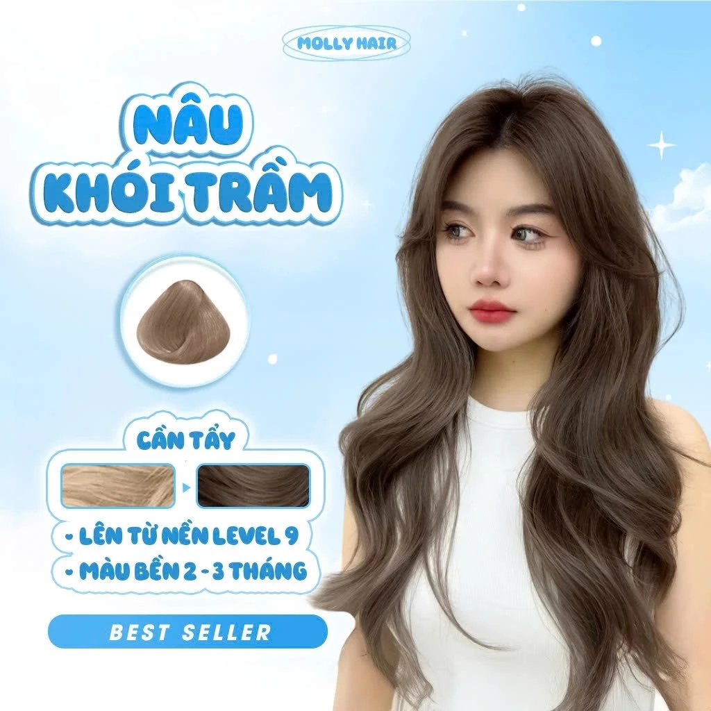Thuốc Nhuộm Tóc Màu NÂU KHÓI TRẦM, CẦN TẨY - MOLLY HAIR