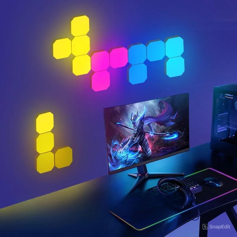 Đèn Led Trang Trí Vuông Lắp Ghép Gắn Tường RGB Cảm Biến Âm Thanh