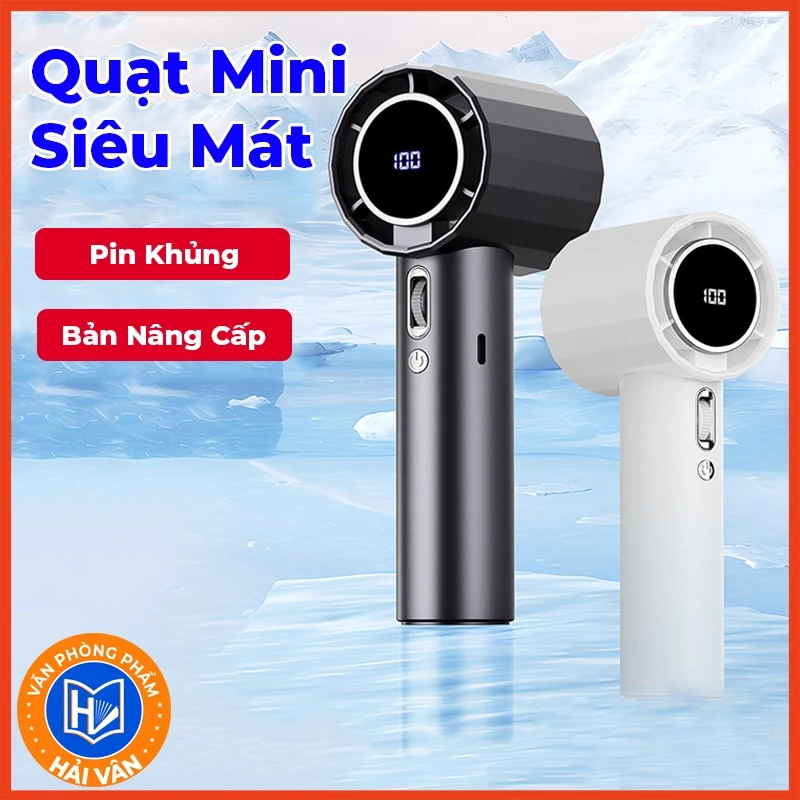 quạt mini 100 cấp gió  cầm tay GS9 quạt phản lực Turbo 6000mAh di động màn hình led hiển thị pin, sạc usb, pin tích điện