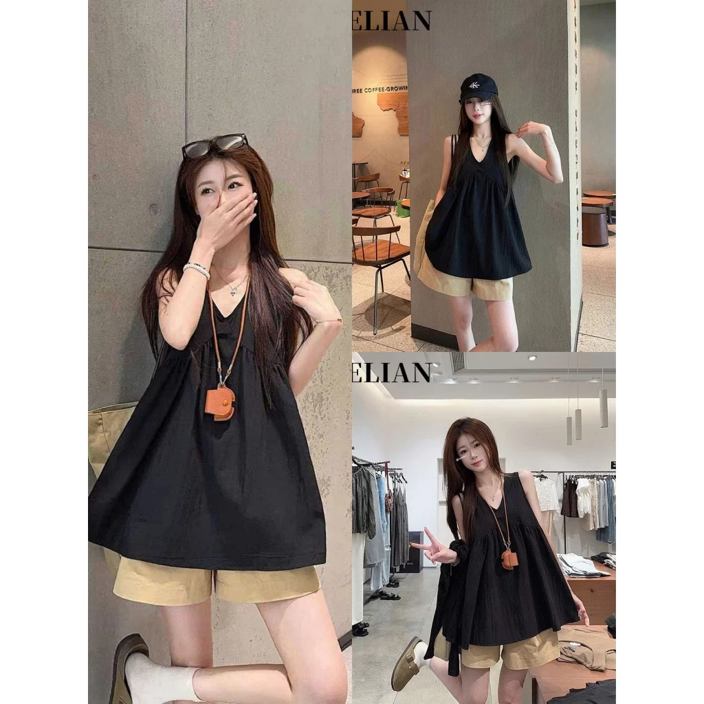 Set Bộ Nữ Mùa Hè Sát Nách, Set Bộ Đũi Dáng BabyDoll Màu Trơn Basic Mặc Đi Chơi Du Lịch Siêu Hot Cực Xinh