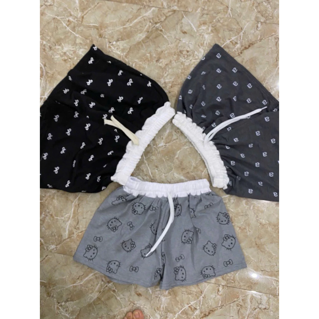 Combo 3 quần đùi nữ hello kitty , nơ , chữ a cạp chun phối  siêu xinh
