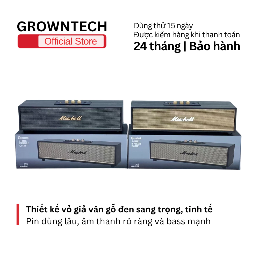 Loa bluetooth Xm-303 chống nước IPX7, thiết kế vân gỗ đen sang trọng, tinh tế