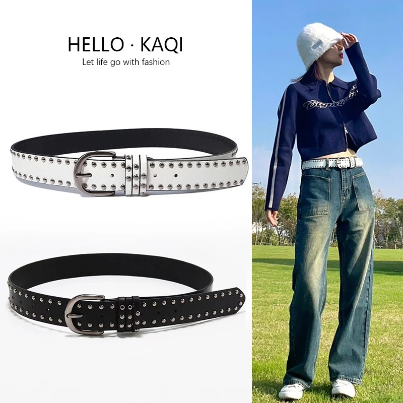 Thắt Lưng Nữ Bản To 3,5cm , Dây Nịt Nữ Đinh Tán Phù Hợp Quần Jean Thời Trang Trang Trí Cao Cấp - HATLN0046
