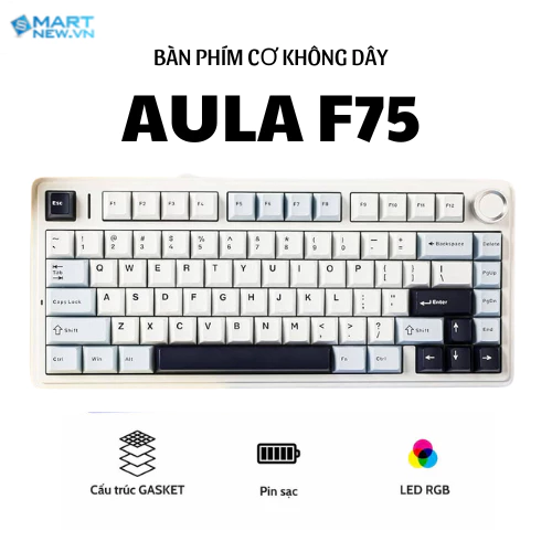 Bàn phím cơ bluetooth không dây Aula F75 - Led RGB - 3mode - Thiết kế đẹp, Gõ mượt cho macbook, laptop, điện thoại