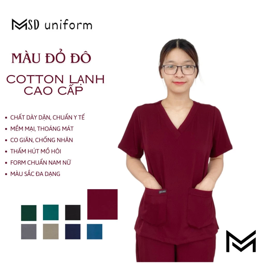 Đồng Phục Scrubs Bác Sĩ, Spa vải Cotton Lạnh Nhiều Màu, Đồng Phục Nhân Viên, Giáo Viên