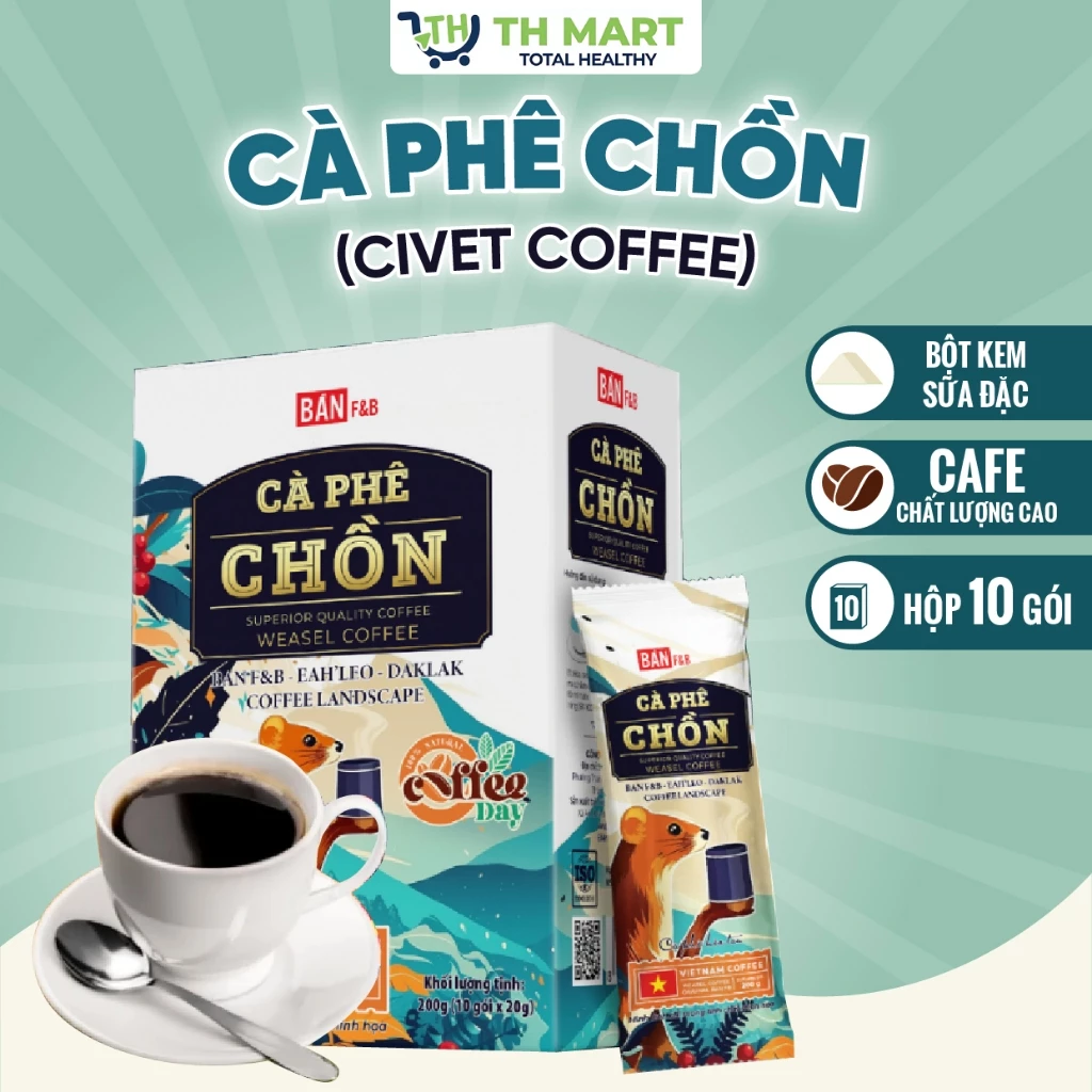 Cà Phê Hương Chồn Hộp 10 Gói 200g Chuẩn Việt Đậm Vị Ngon