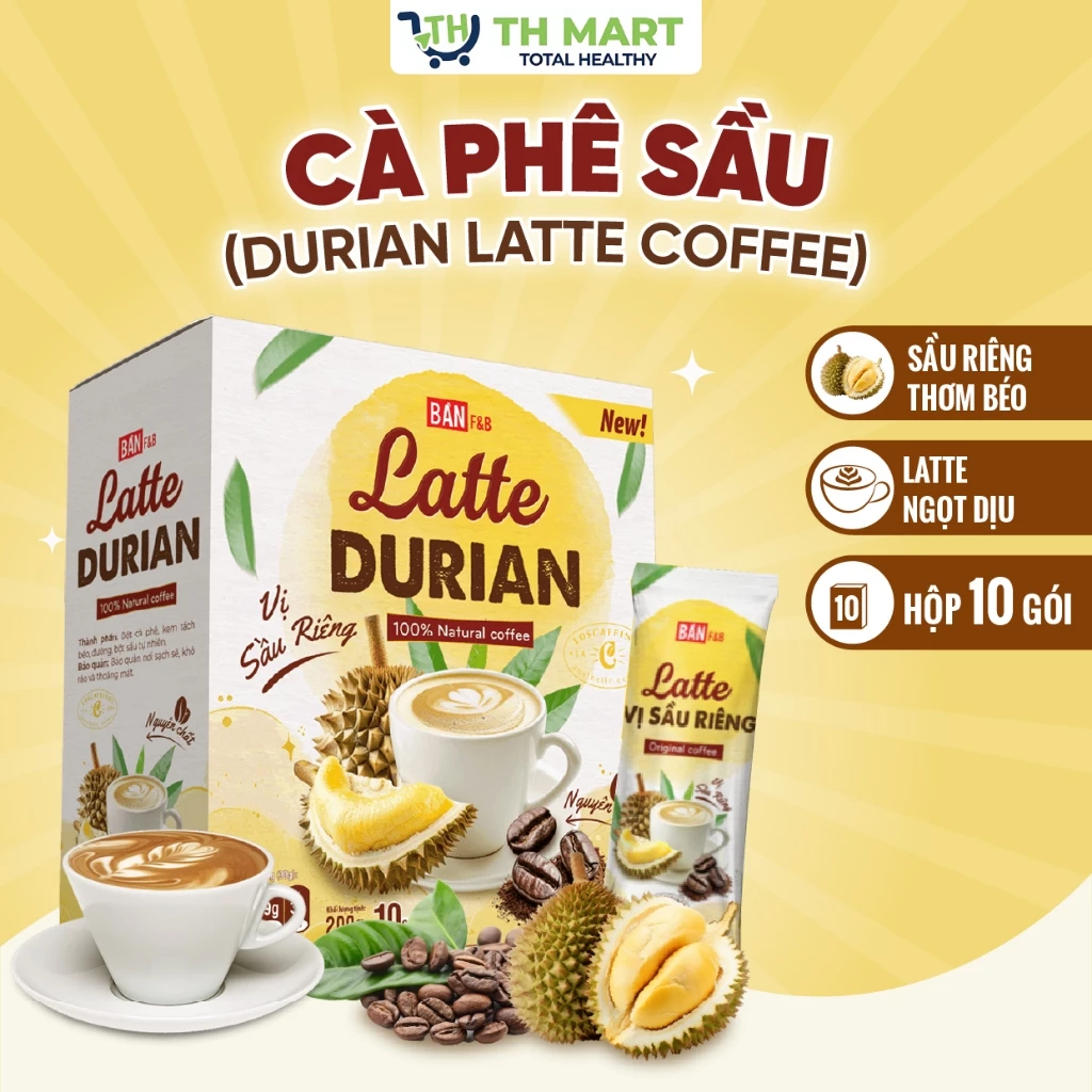Cà Phê Sầu Riêng Thơm Ngon Đậm Vị Hộp 10 Gói 200g Thương Hiệu Bản F&B