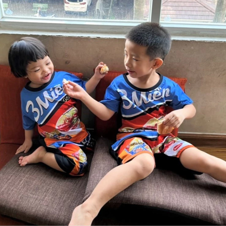 Bộ thun 3D mì 3 Miền 10-123Kg Bigsize kiểu dáng unisex gia đình hội nhóm Nam Nữ đi chơi đi biển sự kiện