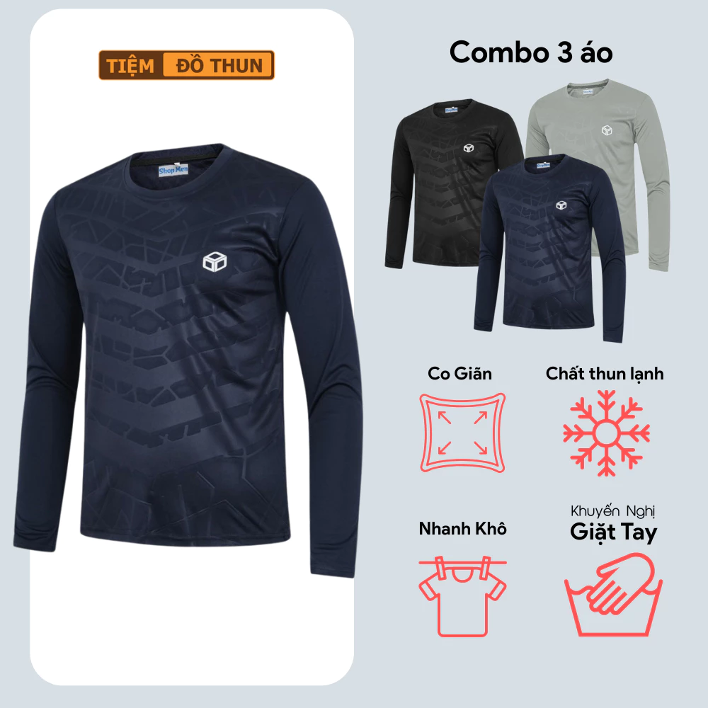 Combo Áo thun thể thao nam dài tay măc đá bóng, tập gym, mặc giữ nhiệt, chống nắng, chất co giãn.