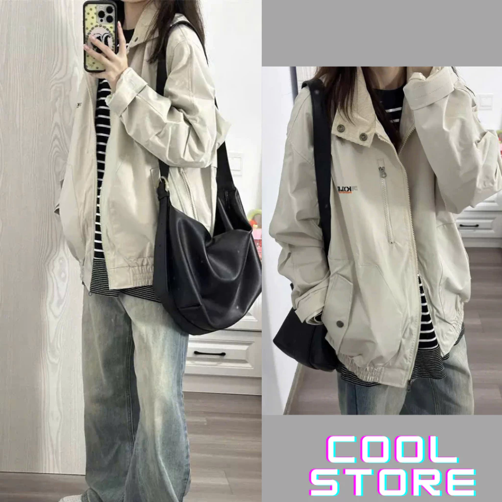 Áo khoác dù kèm cúc cổ logo thêu hàng chuẩn cao cấp , fomr chuẩn quảng châu gió 2 lớp dày dặn COOL K1