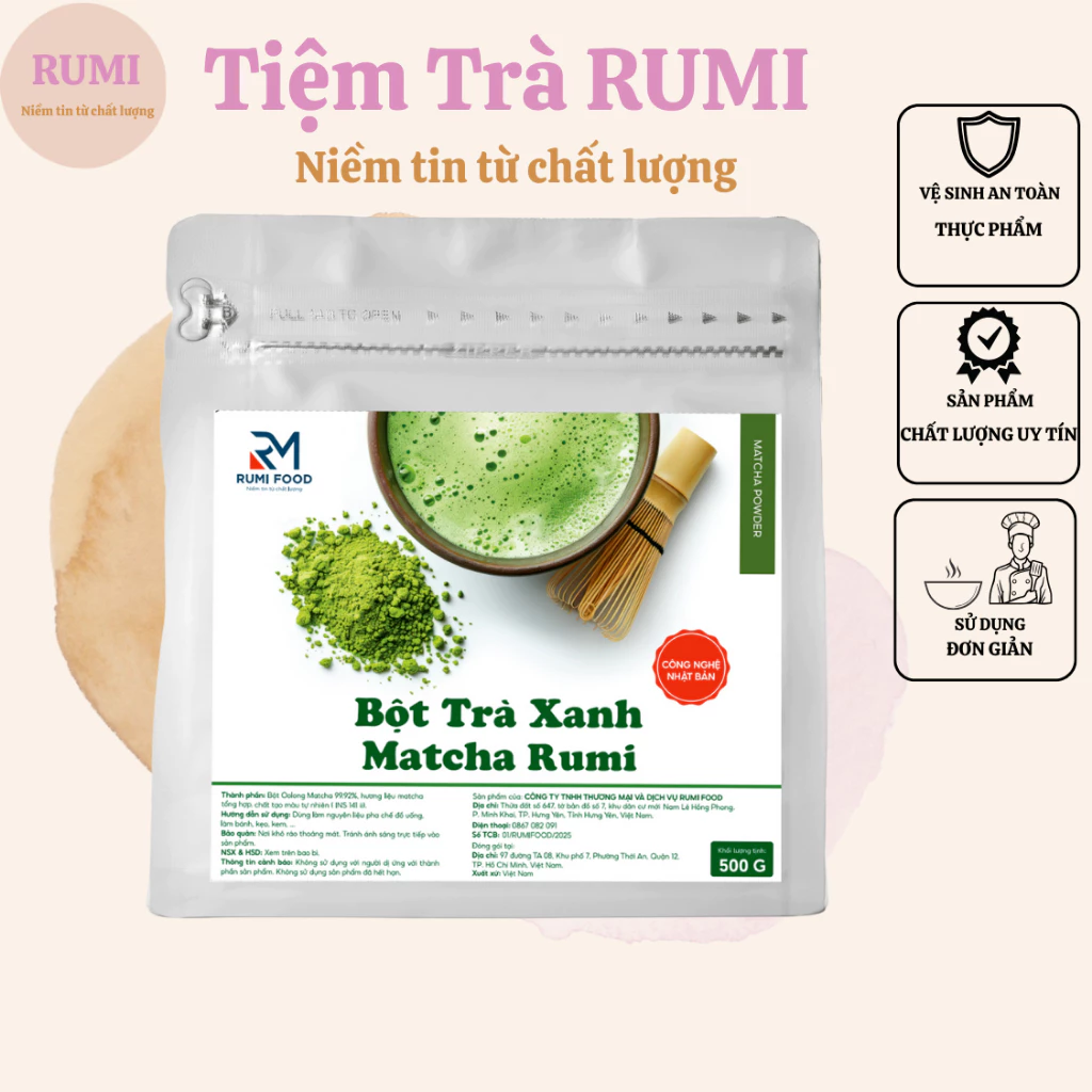 Bột trà xanh Matcha RUMI Đài Loan Túi 500g