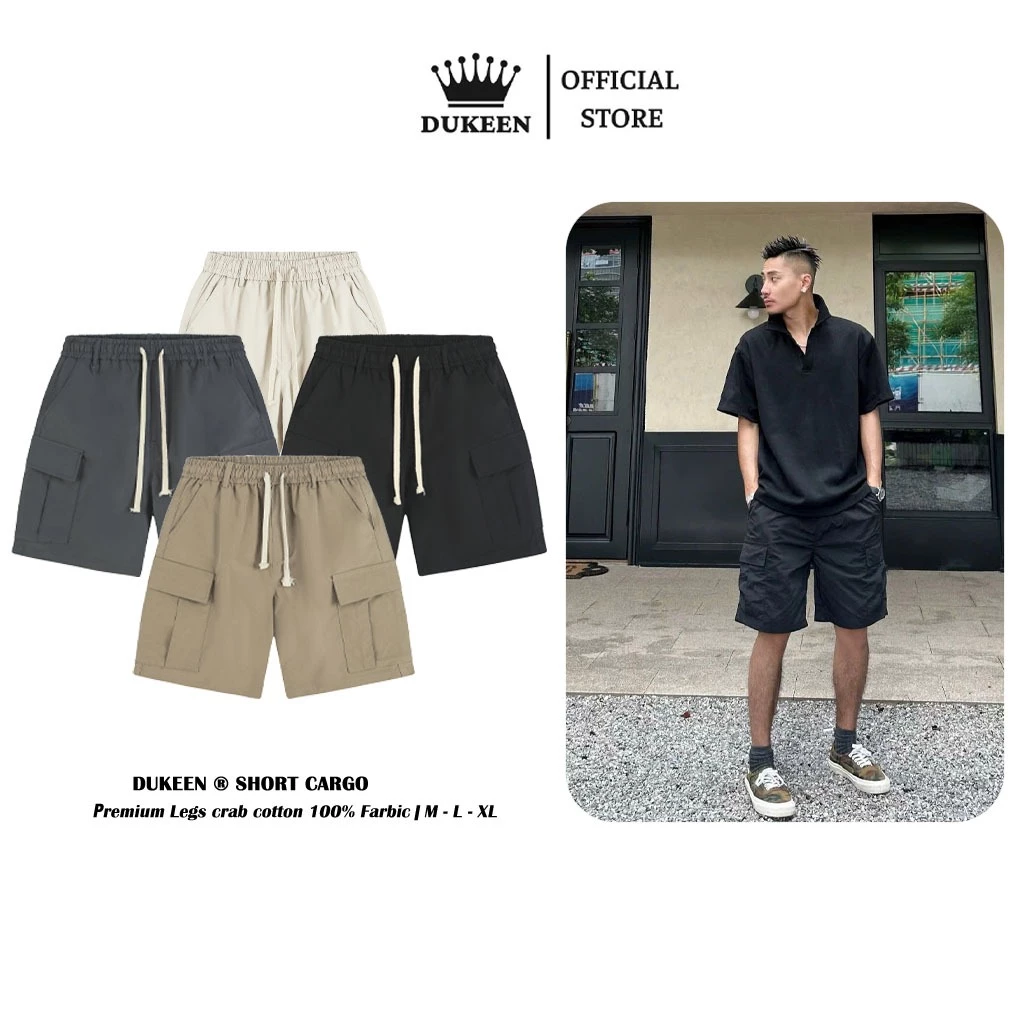 Quần Short Túi Hộp Kaki Dù V2 Local Brand Dukeen Dáng Lửng Cạp Chun Nam Nữ QS082