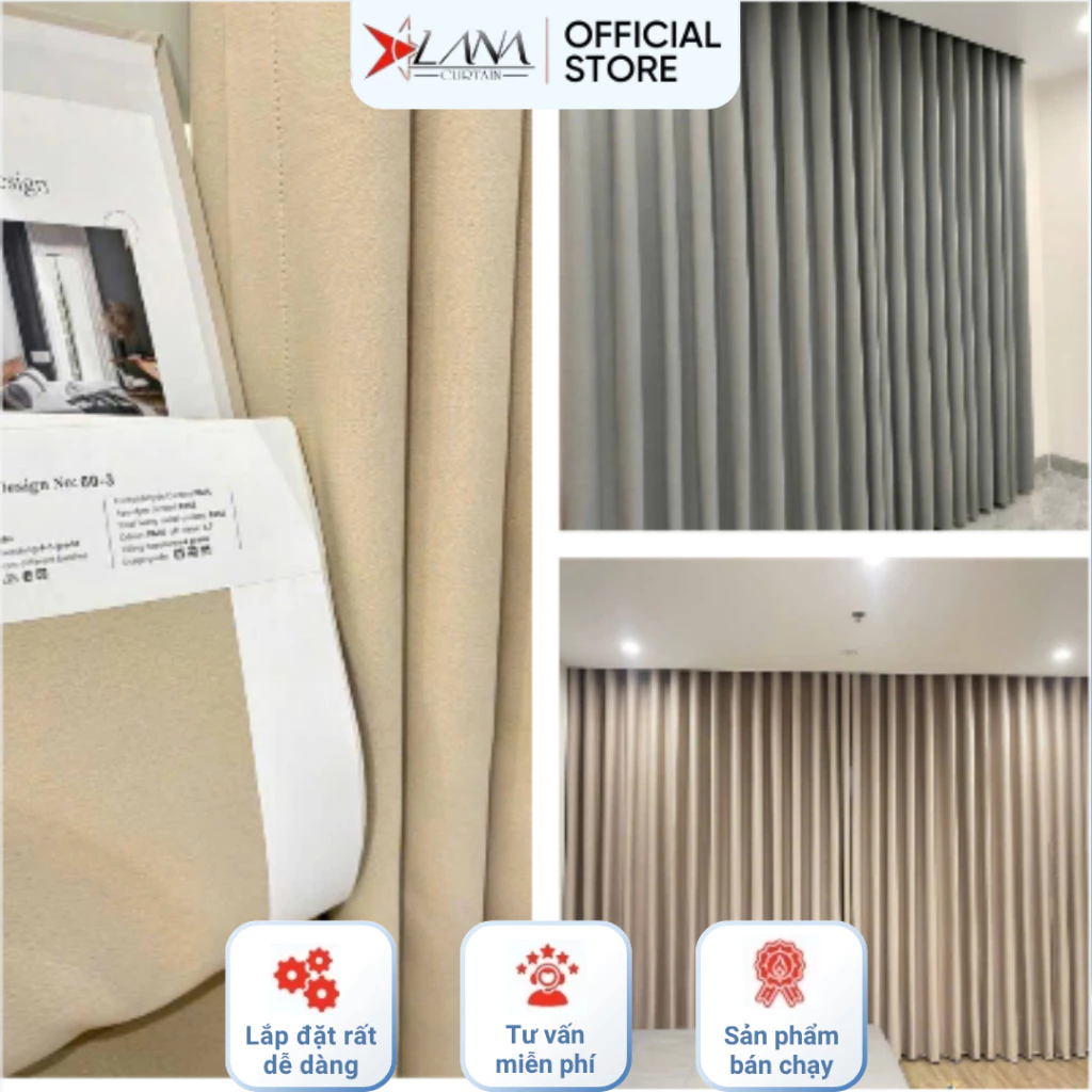 Rèm Cao Cấp Một Màu Cản Nắng | May Sẵn Theo Kích Thước Cửa Nhà Bạn - Đủ Màu Siêu Xinh
