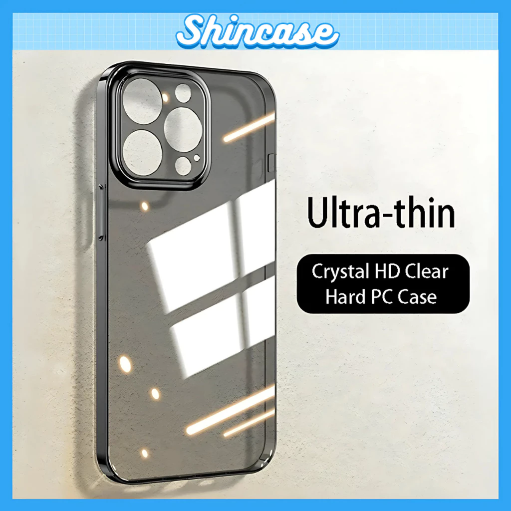 Ốp Lưng iPhone PC Cứng Trong Suốt Siêu Mỏng Bảo Vệ Camera Sang Trọng Crystal Clear Slim Cho iP 17 16 15 14 13 12 ProMax