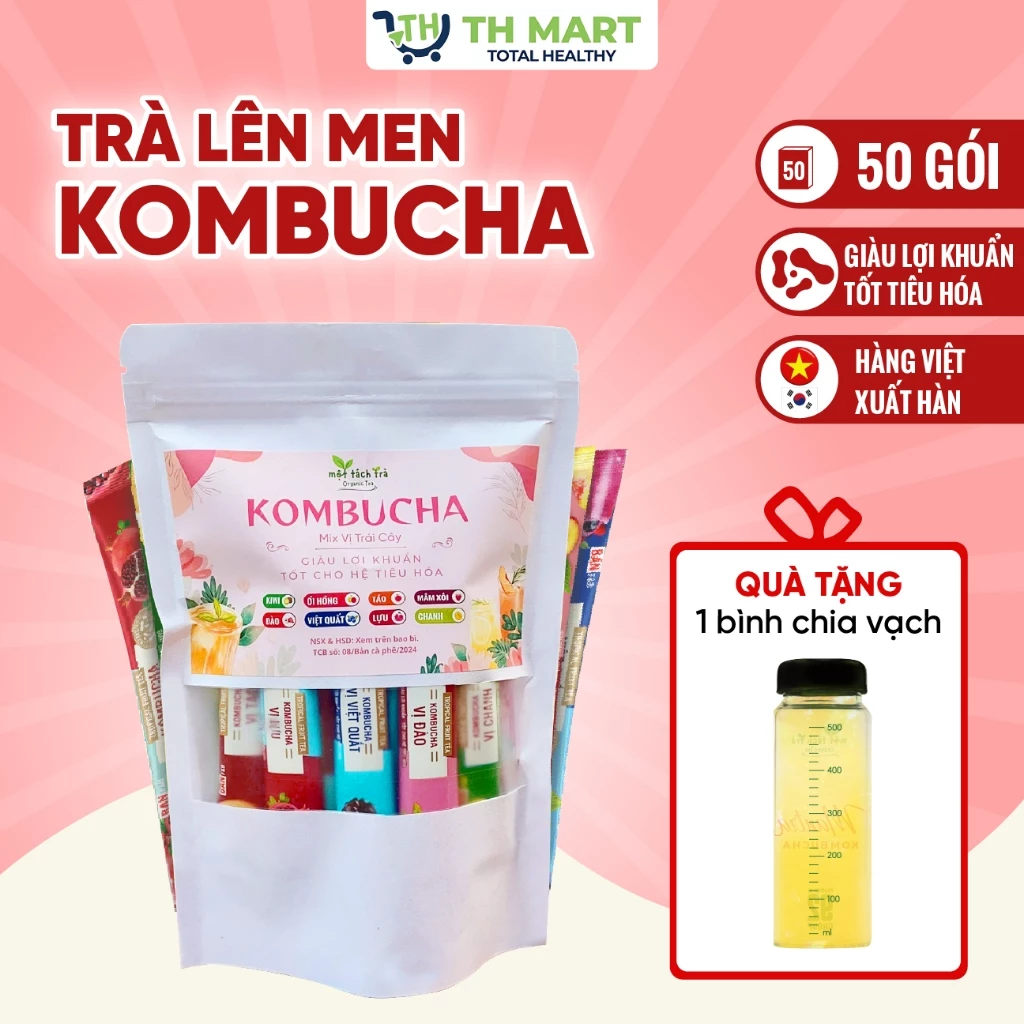 [DETOX] TÚI 50 Gói Trà Lên Men Kombucha Mix 8 Vị Giàu Lợi Khuẩn,Hỗ Trợ Thâm Hụt Calo,Đẹp Dáng Đẹp Da