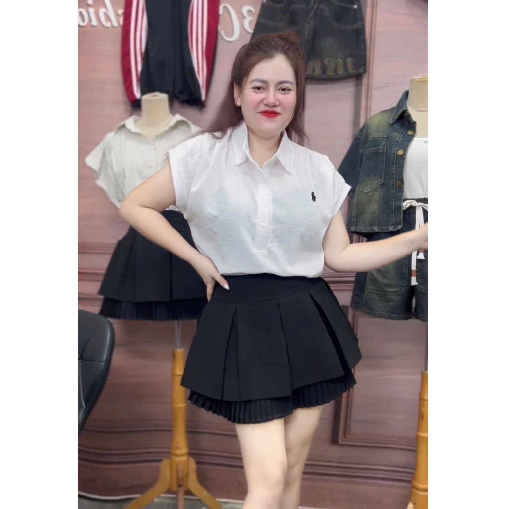 [BIGSIZE90kg] Chân Váy Vải CALY Xếp Ly 2 Tầng Có Chun Sau Khoá Sườn, cv chuppy tạo kiểu phồng