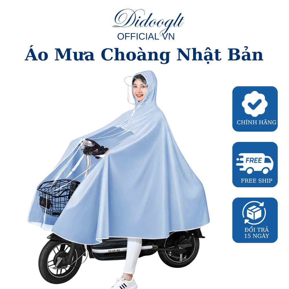 Áo Mưa Choàng Nhật Bản DIDOOGLT Áo Mưa Đi Xe Choàng Toàn Thân Có Kính Chắn Nước Tiện Lợi