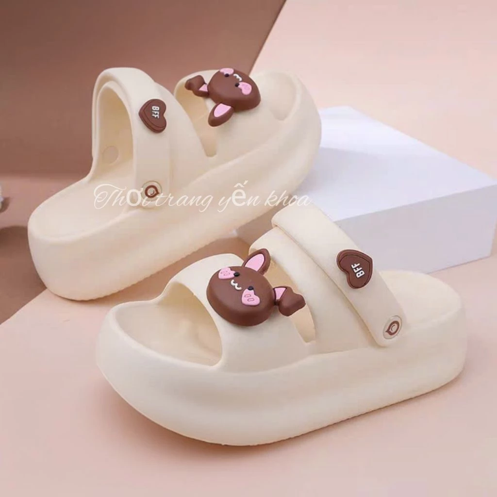Dép Sandal Nữ ,Dép Quai Hậu Đế Cao Gắn Cham Xinh CuTe Thời Trang