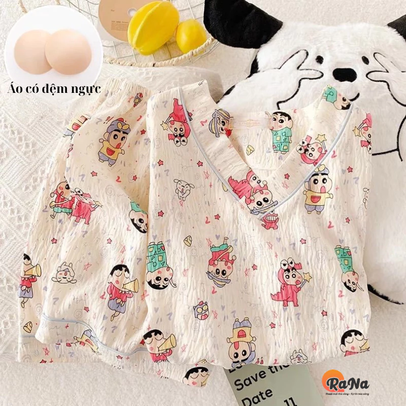 Bộ quần đùi áo tay lỡ có đệm ngực RaNa Mặc ở nhà, mặc đi chơi, thoải mái, có thể mặc ra ngoài