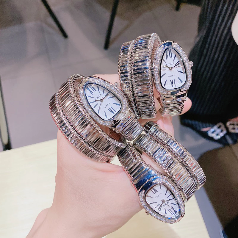 Đồng Hồ Nữ Gossie Rắn Lò Xo 3 Vòng Huyền Thoại Cá Tính Cao Cấp Tự Động Ôm Tay