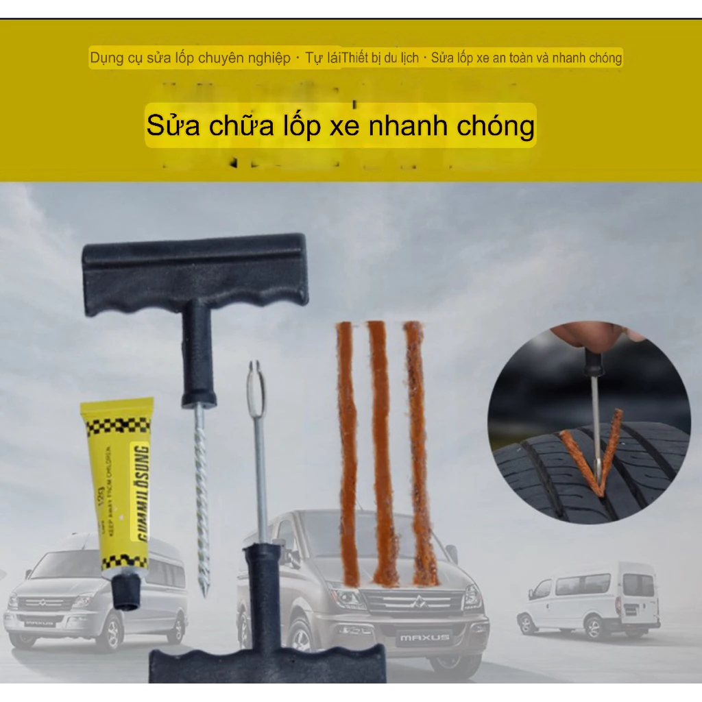 Bộ Dụng Cụ Vá Lốp Xe Không Săm – Vá Xe Máy, Ô Tô Cầm Tay, Dễ Sử Dụng Tại Nhà