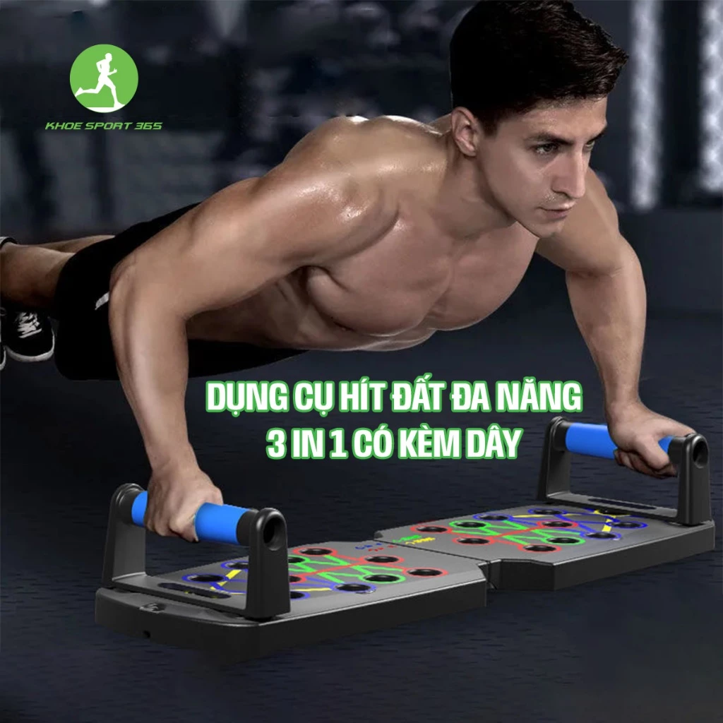 Dụng cụ chống đẩy hít đất đa năng bản mới kèm dây tập - Khoesport