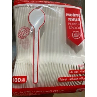 Gói thìa muỗng nhựa trắng sứ  (100 c) dùng một lần, đẹp, chắc chắn – Tiện lợi cho quán chè, quán ăn