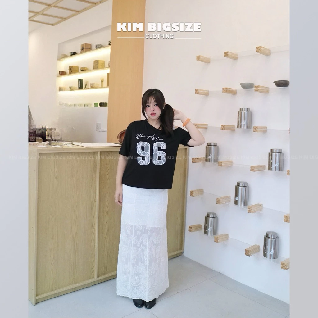 Áo số 96 thêu ren nổi form rộng vừa bigsize(55-85kg)[KIMBIGSIZE]