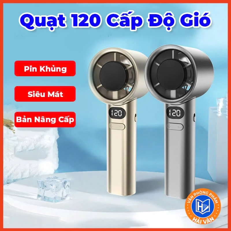 Quạt mini cầm tay 120 cấp gió M120 Turbo 3600mAh quạt phản lực di động màn hình led hiển thị pin, sạc usb, pin tích điện