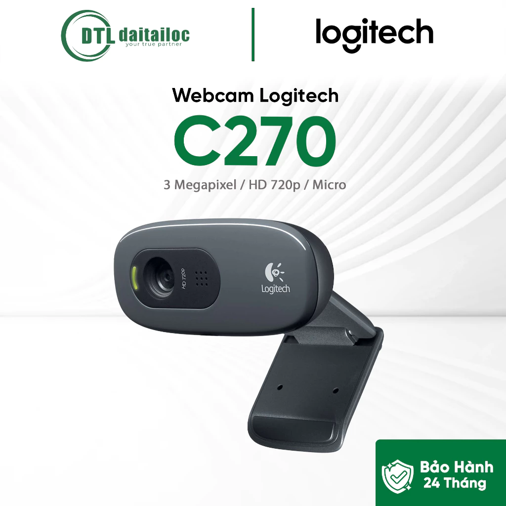 Webcam Logitech C270 / 3 Megapixel / HD 720p / Micro | Chính Hãng | Bảo Hành 24 tháng