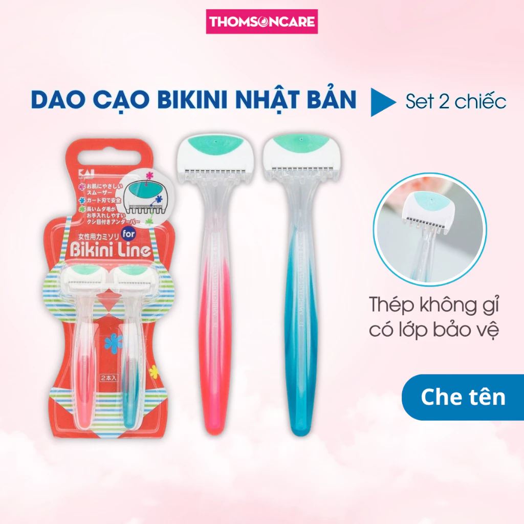 Set 2 dao cạo vùng bikini cao cấp Nhật Bản Kai Bikini Line Razor lưỡi thép chống gỉ, dụng cụ tẩy lông vùng kín